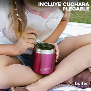 Termo Comida Kids 340ml + Cuchara Rosado