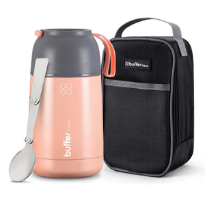 Termo Comida y Liquido Buffer 630ml + Bolso y Cuchara Rosado