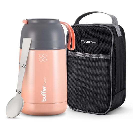 Termo Comida y Liquido Buffer 630ml + Bolso y Cuchara Rosado