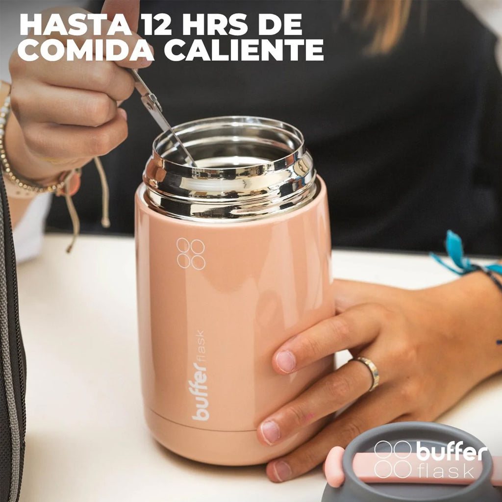 Termo Comida y Liquido Buffer 630ml + Bolso y Cuchara Rosado
