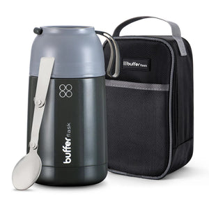 Termo Comida y Liquido Buffer 630ml + Bolso y Cuchara Gris
