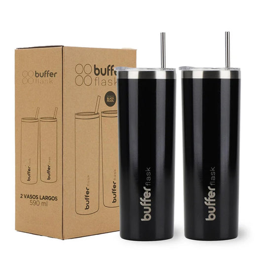 Set de 2 Vasos Térmicos Buffer Frío y Calor Negro