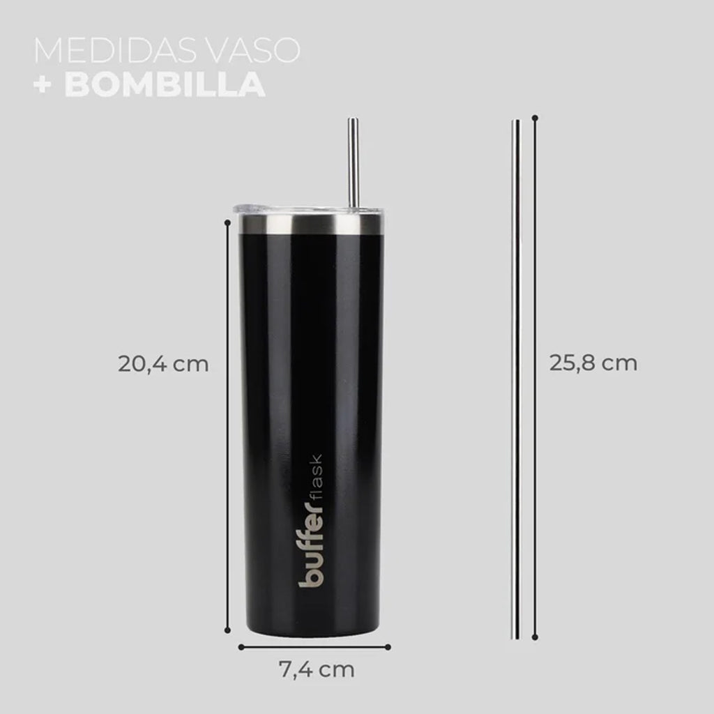 Set de 2 Vasos Térmicos Buffer Frío y Calor Negro