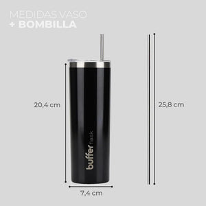 Set de 2 Vasos Térmicos Buffer Frío y Calor Negro