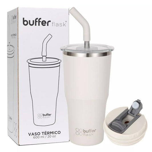 Mug Vaso Térmico Buffer Roques 600 ml +Tapas Ivory