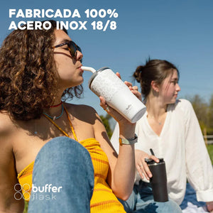 Mug Vaso Térmico Buffer Roques 600 ml +Tapas Ice Leopardo