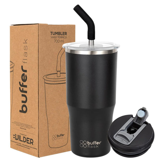 Mug Vaso Térmico Buffer Roques 750 ml +Tapas Negro