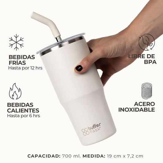Mug Vaso Térmico Buffer Roques 750 ml +Tapas Ivory