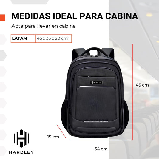 Mochila Viaje - Cabina. Resistente al Agua. 23L. Hardley. Usb
