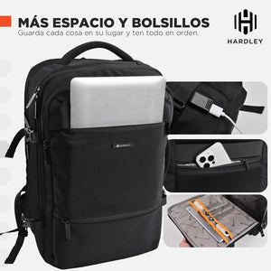 Mochila de Viaje Viral (Cabina Avión). Hardley 40L Balistica + Usb Black