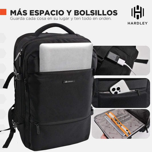 Mochila de Viaje Viral (Cabina Avión). Hardley 40L Balistica + Usb Black