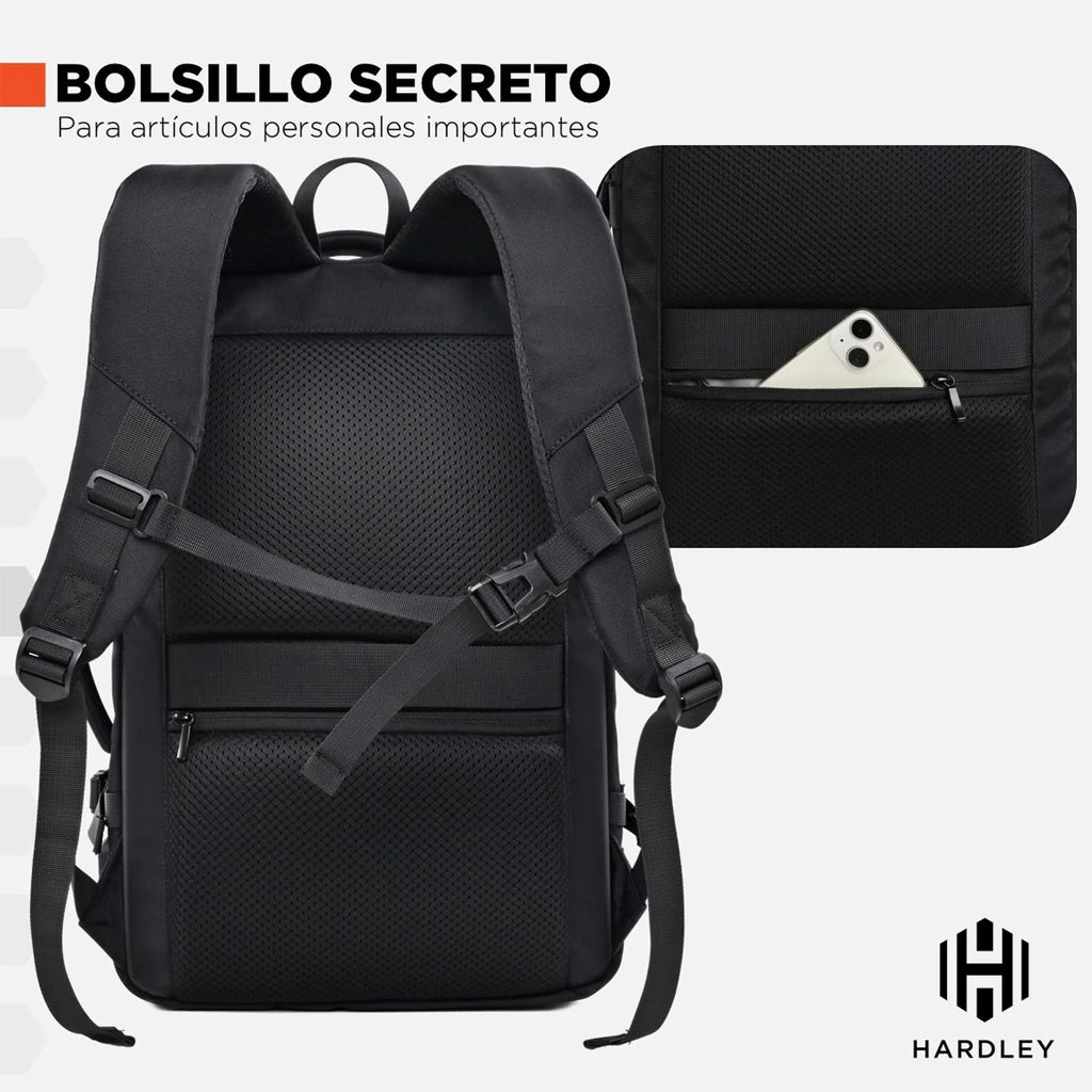 Mochila de Viaje Viral (Cabina Avión). Hardley 40L Balistica + Usb Black