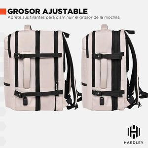 Mochila De Viaje Viral (Cabina Avión).40L Hardley+ Usb Beige