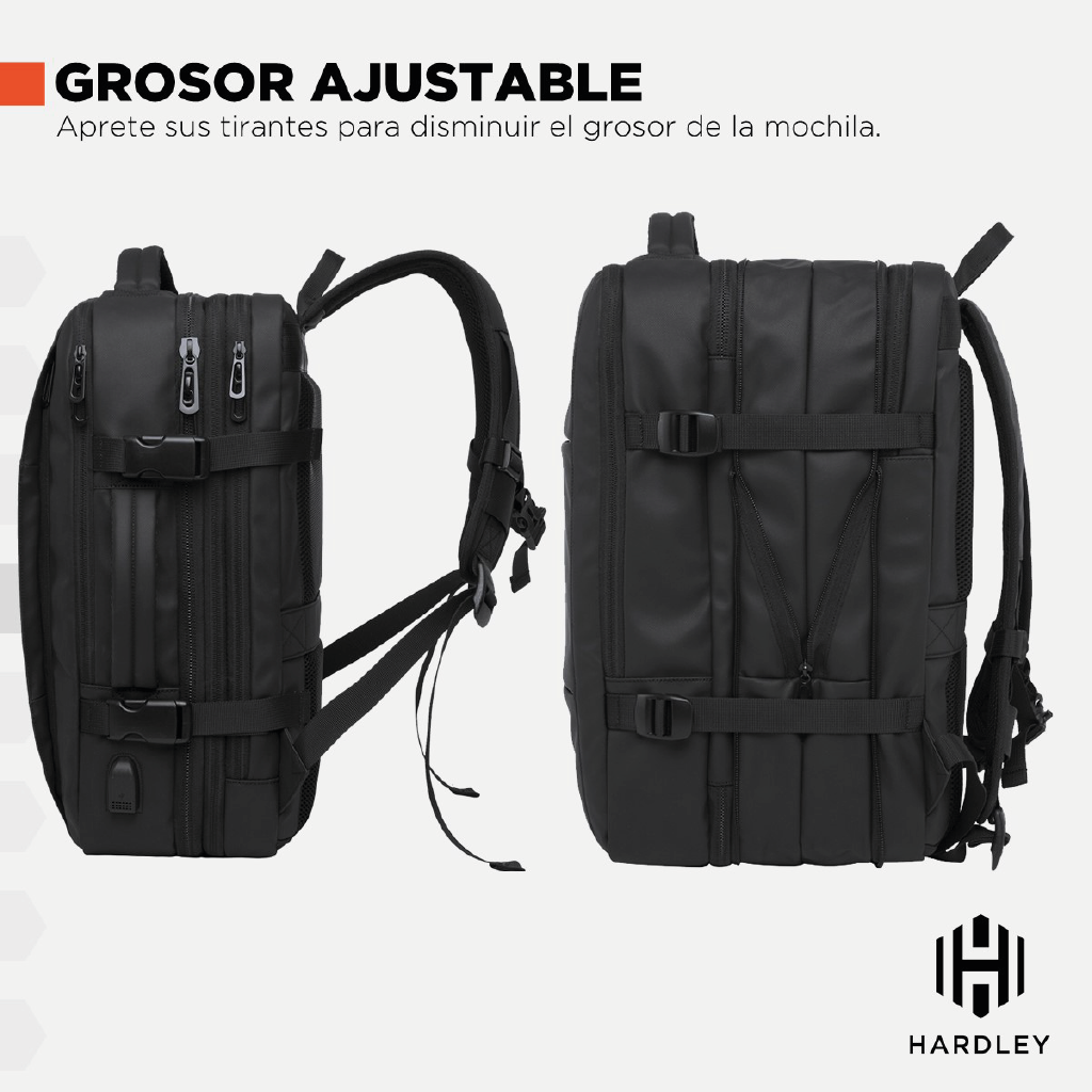 Mochila de Viaje Viral. (Cabina Avión). 47l Hardley Nylon Balistico Ajustable