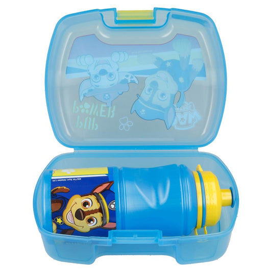 Combo Lunch Paw Patrol y Cubiertos Infantiles Bamboo Celeste (3 Piezas)