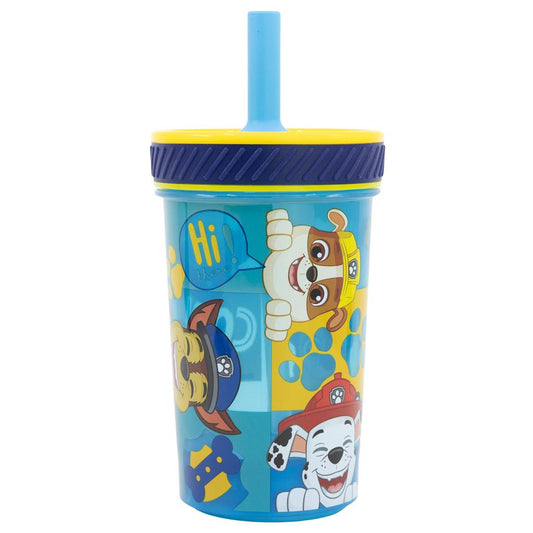 Vaso Con Bombilla Silicona Antivuelco Paw Patrol Boy 370Ml