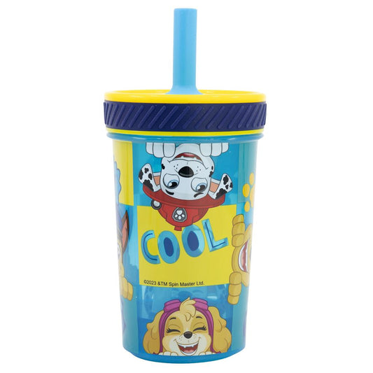Vaso con Bombilla Silicona Antivuelco Paw Patrol Boy 370ml