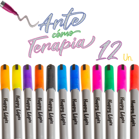 Set Marcadores Metálicos Borde Color (12 Colores)