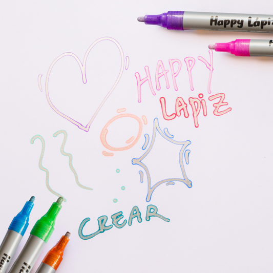 Set Marcadores Metálicos Borde Color (12 Colores)