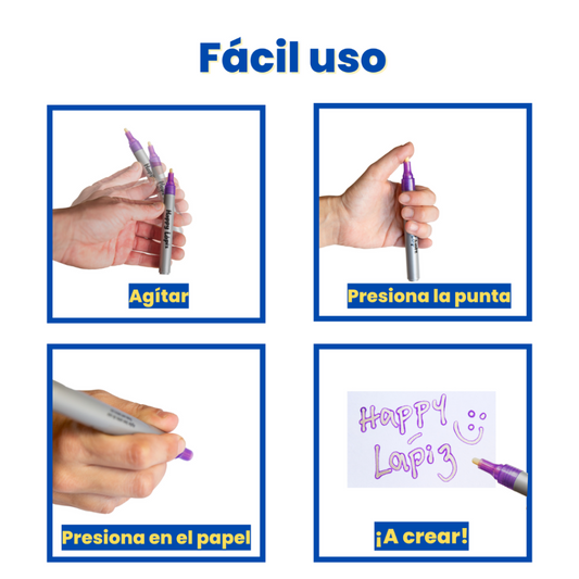 Set Marcadores Metálicos Borde Color (12 Colores)