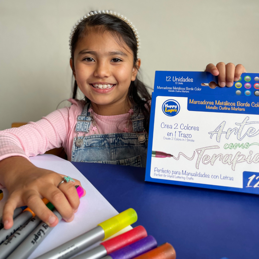 Set Marcadores Metálicos Borde Color (12 Colores)