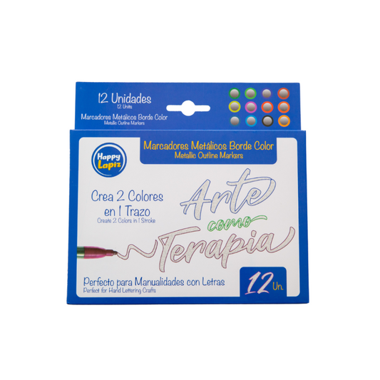 Set Marcadores Metálicos Borde Color (12 Colores)