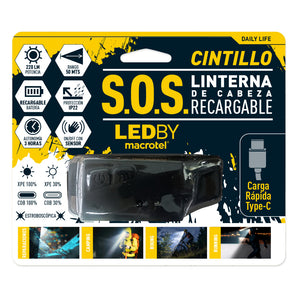 Combo 1 Linterna de Cabeza S.O.S + 1 Botiquín Outdoor Llaima Militar 63 Piezas