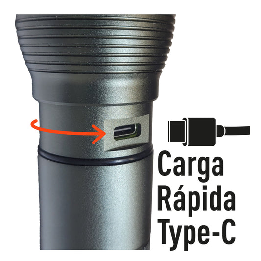 Linterna Led Recargable Usb Tipoc 1000Lm