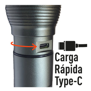 Linterna Led Recargable Usb Tipoc 1600Lm
