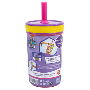 Vaso con Bombilla Silicona Antivuelco Paw Patrol Rosado 370ml