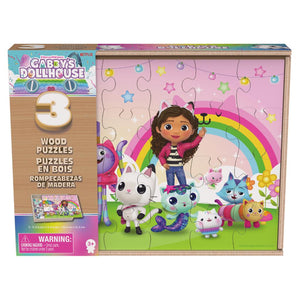 Gabby’s Dollhouse 3 Puzzles de Madera 24 Piezas