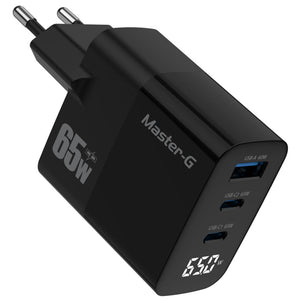 Cargador de Pared Master G 65W Multipuerto con Pantalla Digital + Cable USB-C