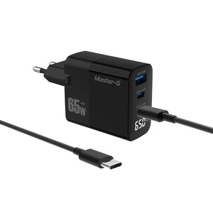 Cargador de Pared Master G 65W Multipuerto con Pantalla Digital + Cable USB-C