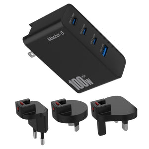 Cargador de Viaje Master G 100W Universal con 3 Adaptadores + Cable USB-C