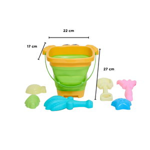 Set Balde Plegable de Cangrejo con 2 Herramientas y 4 Moldes de Playa