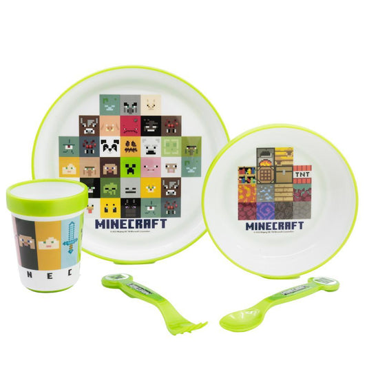 Set Vajillería Infantil 5 Piezas Minecraft