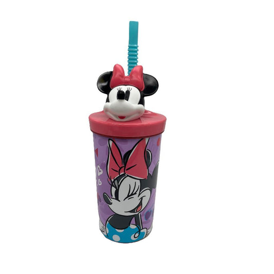 Vaso Infantil Con Bombilla Y Figura 3D Minnie 360 Ml