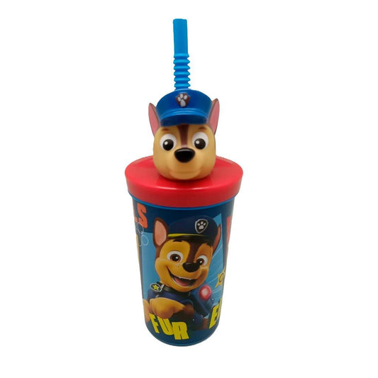 Vaso Infantil Con Bombilla Y Figura 3D Paw Patrol 360 Ml