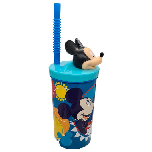 Vaso Infantil Con Bombilla Y Figura 3D Mickey 360 Ml