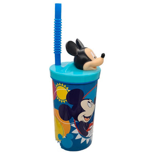 Combo 4 Vasos 360ML Infantil con Bombilla y Figura 3D Stitch, Paw Patrol, Minnie, Mickey