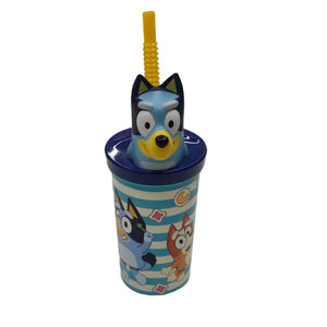 Vaso Infantil Con Bombilla Y Figura 3D Bluey 360 Ml