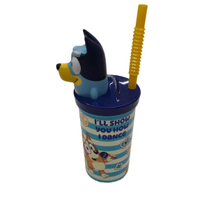Vaso Infantil Con Bombilla Y Figura 3D Bluey 360 Ml