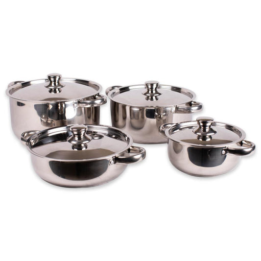 Set Batería De Cocina Málaga Acero + Utensilios Doral 14 Piezas