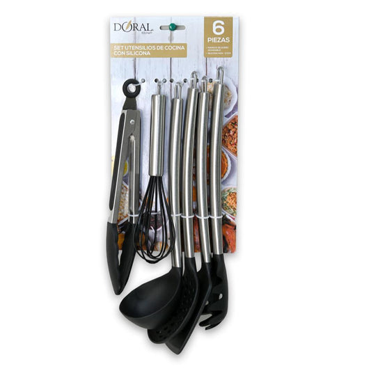 Set Batería De Cocina Alessandria Gris + Utensilios Doral 11 Piezas