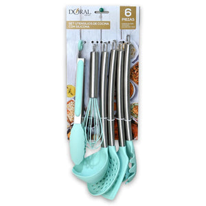 Set De Utensilios De Cocina Silicona 6 Piezas Turquesa Doral