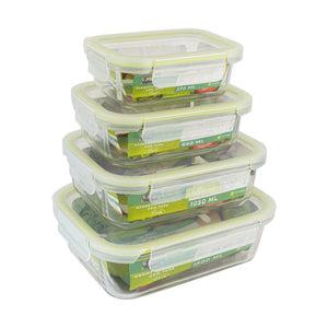 Combo Herméticos de Vidrio Borosilicato 1500, 1050, 640 y 370 ml Doral