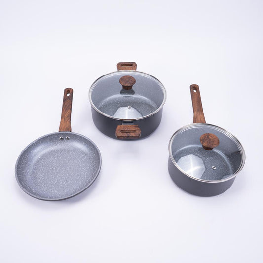 Set Batería De Cocina Alessandria Gris + Utensilios Doral 11 Piezas
