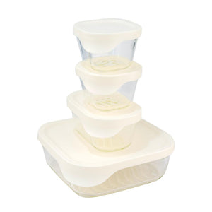 Set 4 Cont. con Tapa Silicona - Glass Tray - Mix 220+220+370+1320 ml