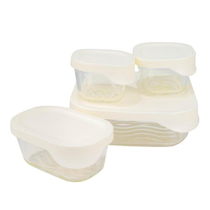 Set 4 Cont. con Tapa Silicona - Glass Tray - Mix 220+220+370+1320 ml