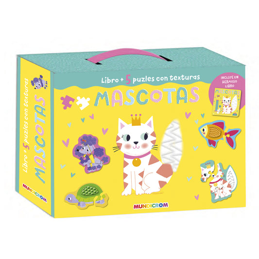 Libro + 5 Puzles Con Textura Mascotas